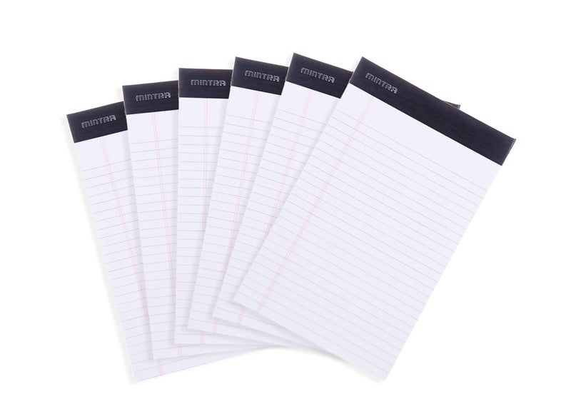 Mintra Office Legal Pads - ((BASIC WHITE 6pk, 5in x 8in, NARROW RULED)) - Image 1